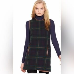 Polo Ralph Lauren Navy and Green Plaid Mini Dress